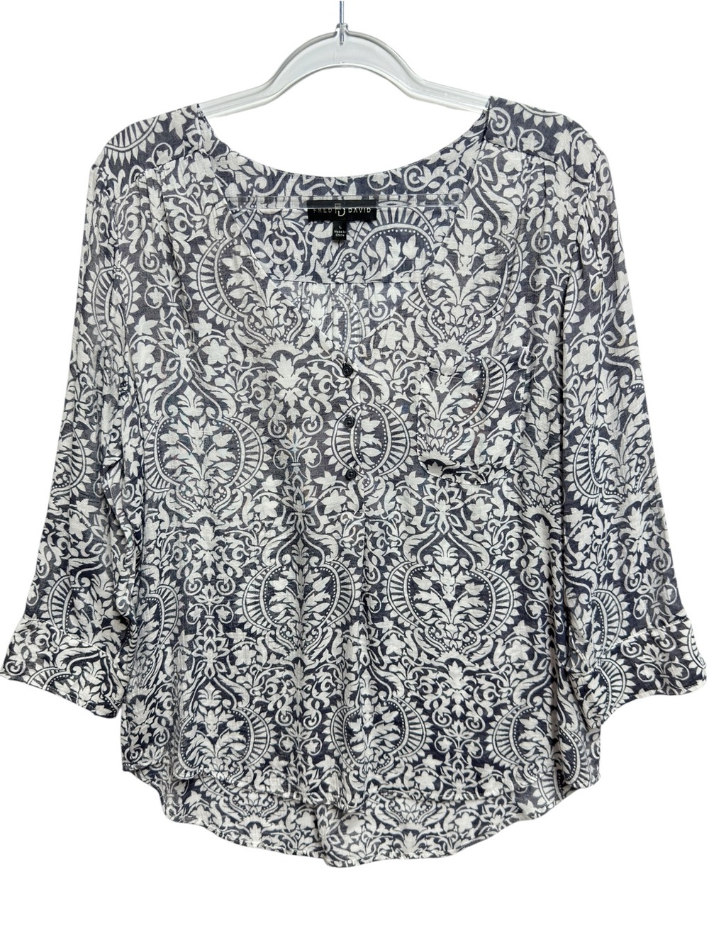 Rayon Gauzy Chambray Knit Blouse Top Popover